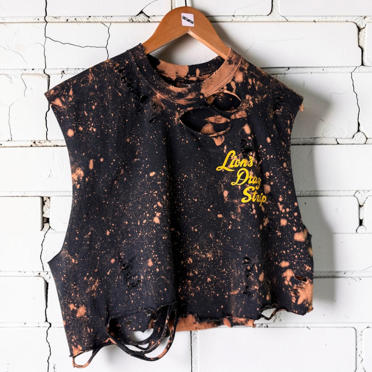 Lions Drag Strip cut off Bleached Distressed Graphic T-shirt