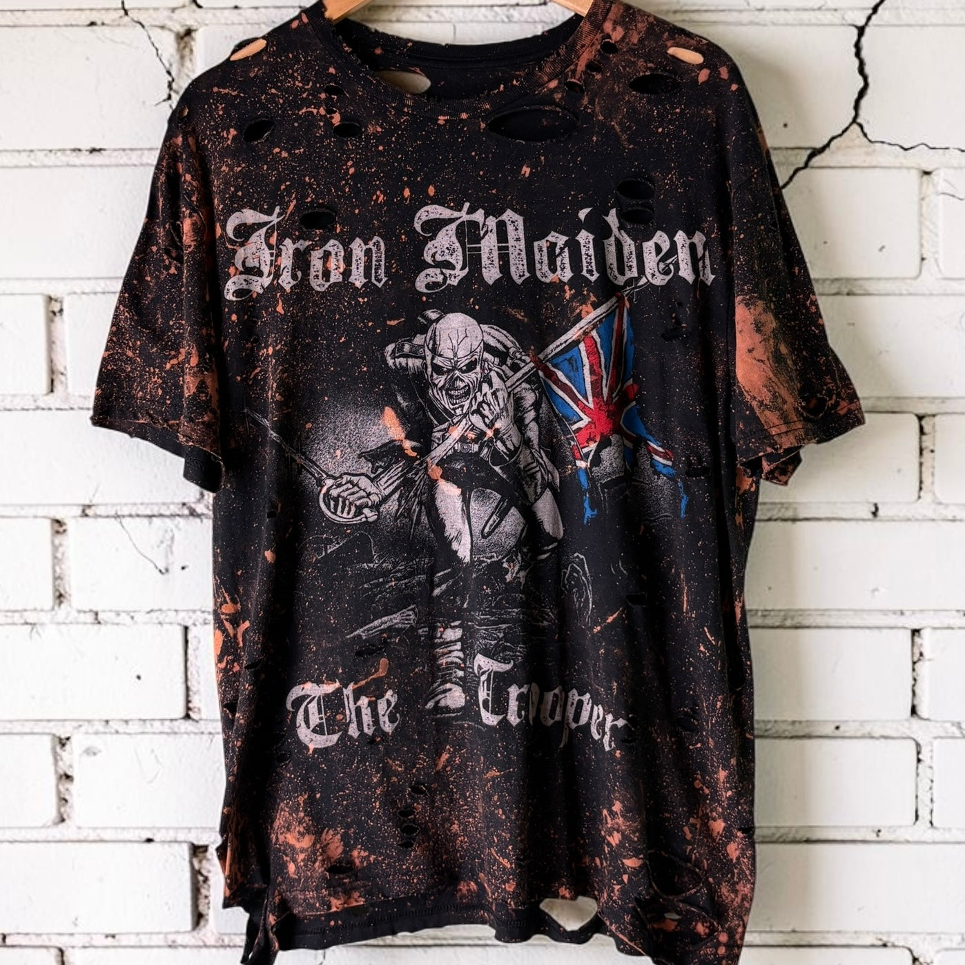 Iron Maiden The Trooper Bleached Distressed Tee