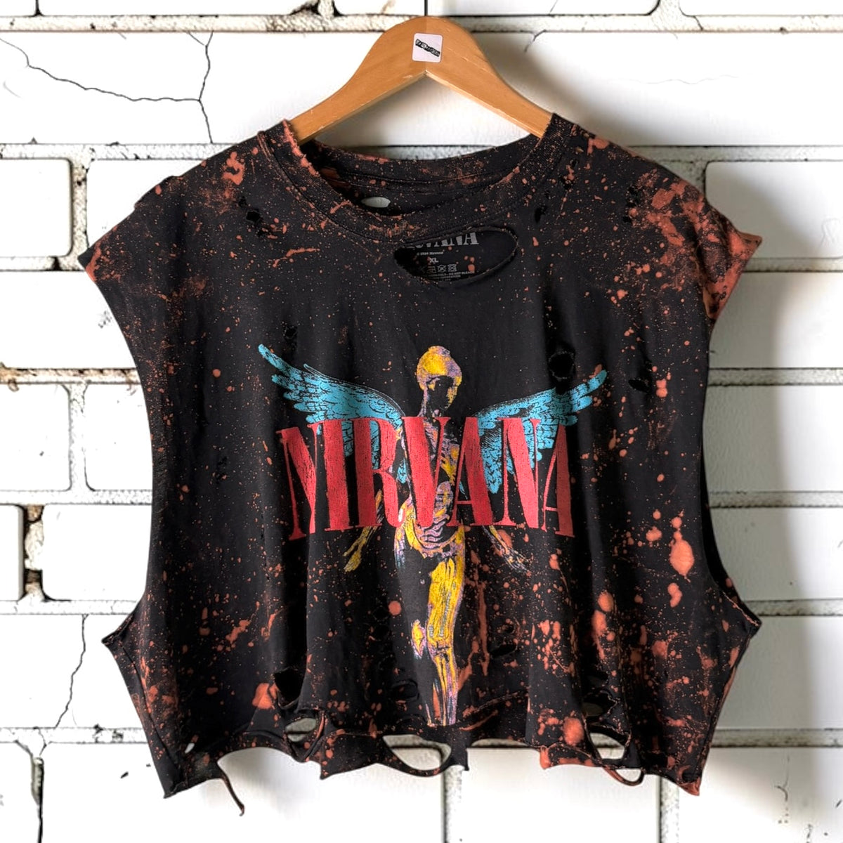 Nirvana - In Utero Bleach Cropped Distressed Tee