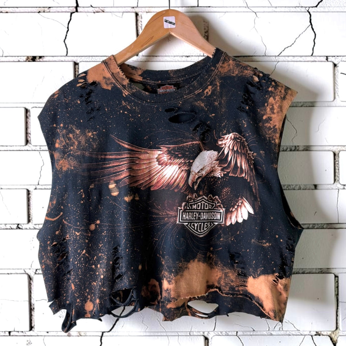 Harley Davidson Australia Bleached Distressed Cropped Tee