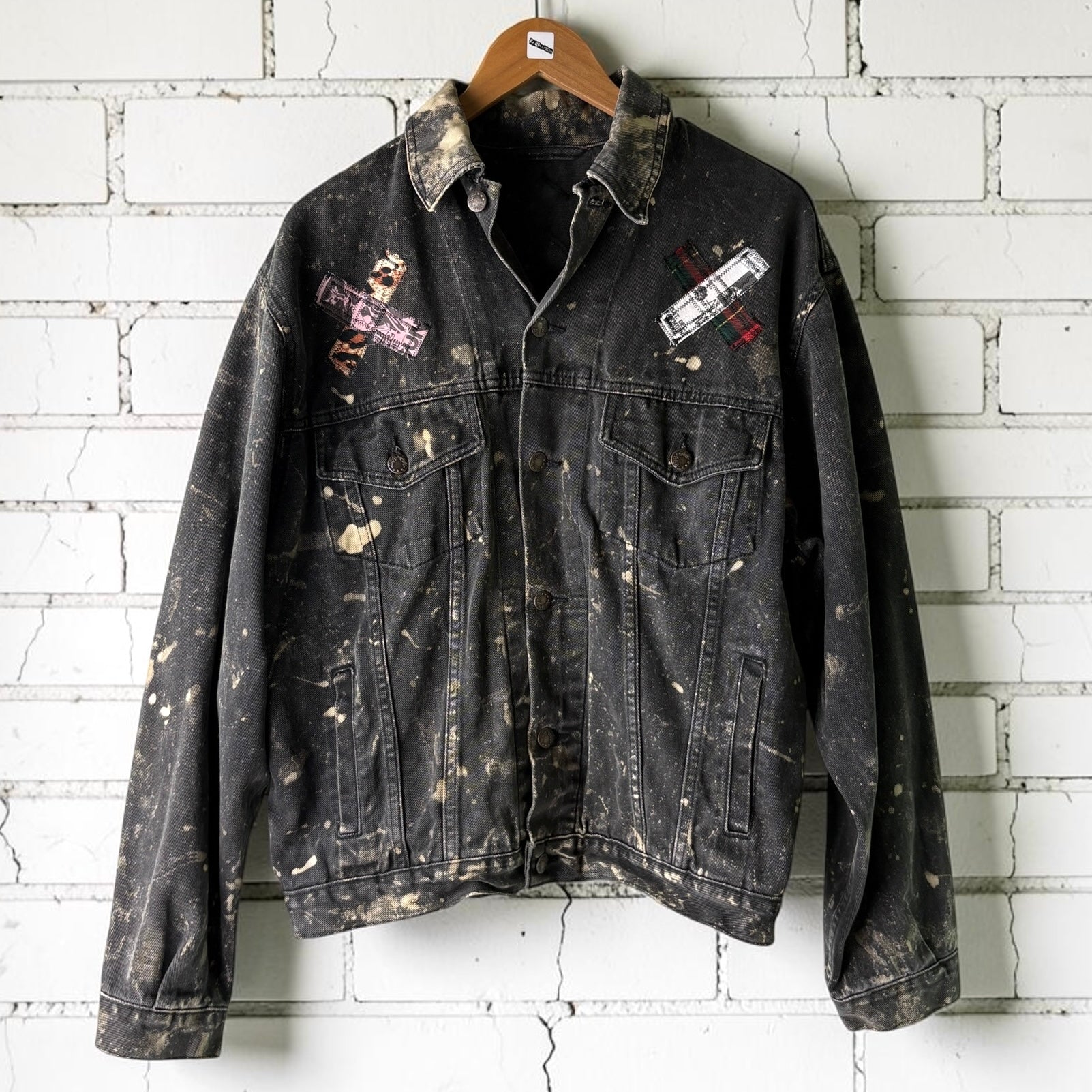 WILD YOUTH - Custom Punk Rock Patch Denim Jacket - Acid Wash Jean Jacket