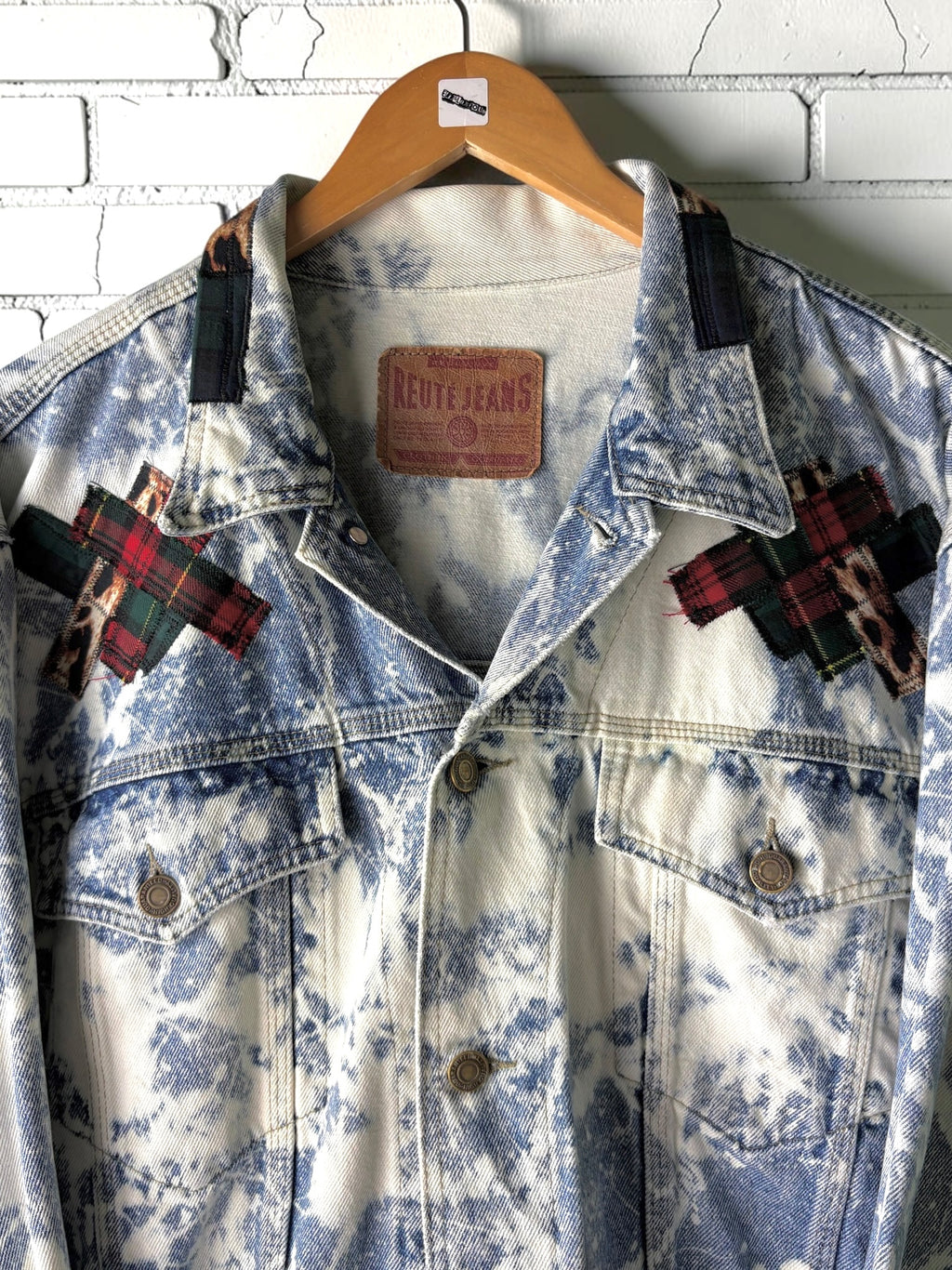 TARTAN TERROR - Custom Patchwork Bleached Denim Jacket Punk Rock Jacket Alternative Tumblr Grunge