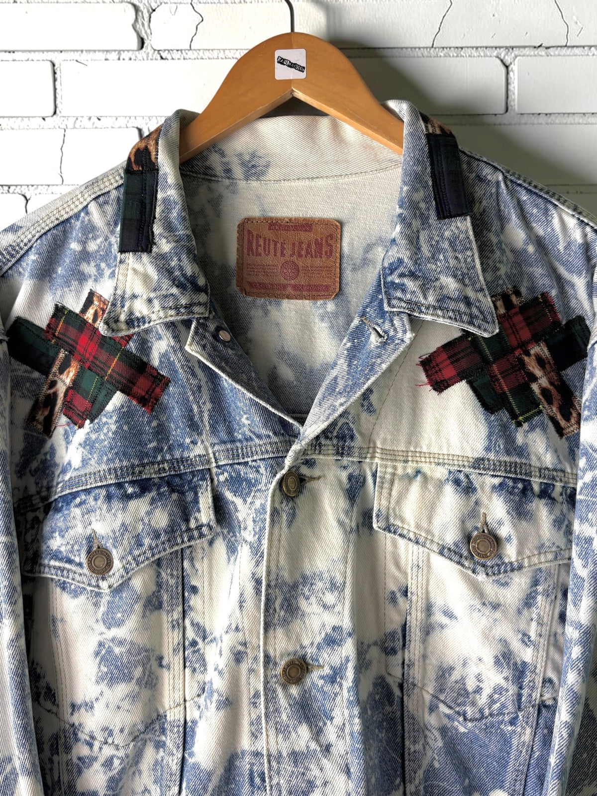 TARTAN TERROR - Custom Patchwork Bleached Denim Jacket Punk Rock Jacket Alternative Tumblr Grunge
