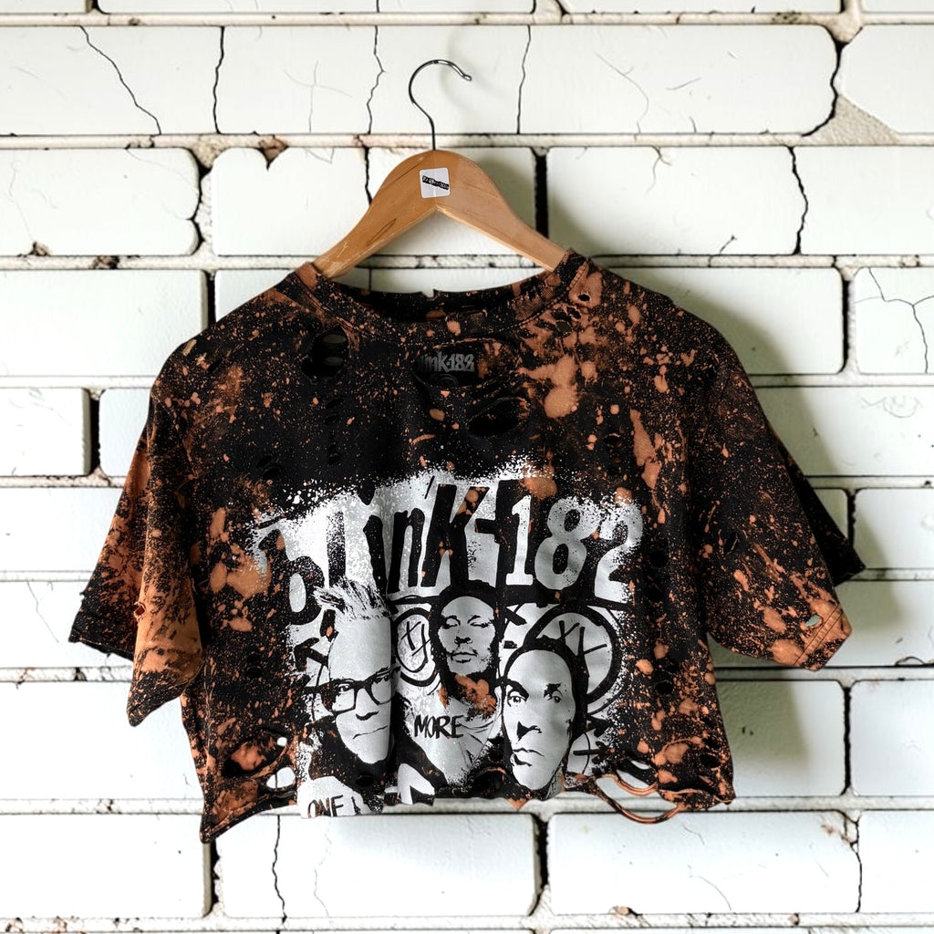 Blink 182 Bleached Shirt Distressed Cropped Punk Band Tee