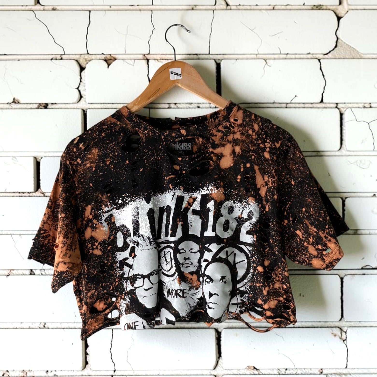 Blink 182 Bleached Shirt Distressed Cropped Punk Band Tee
