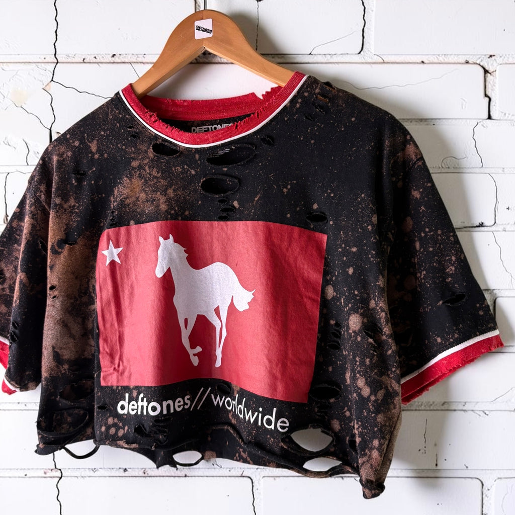Deftones - Bleached Distressed cropped Band Tee
