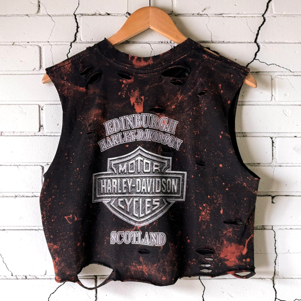 Harley Davidson Edinburgh Bleached Distressed Cropped T-shirt