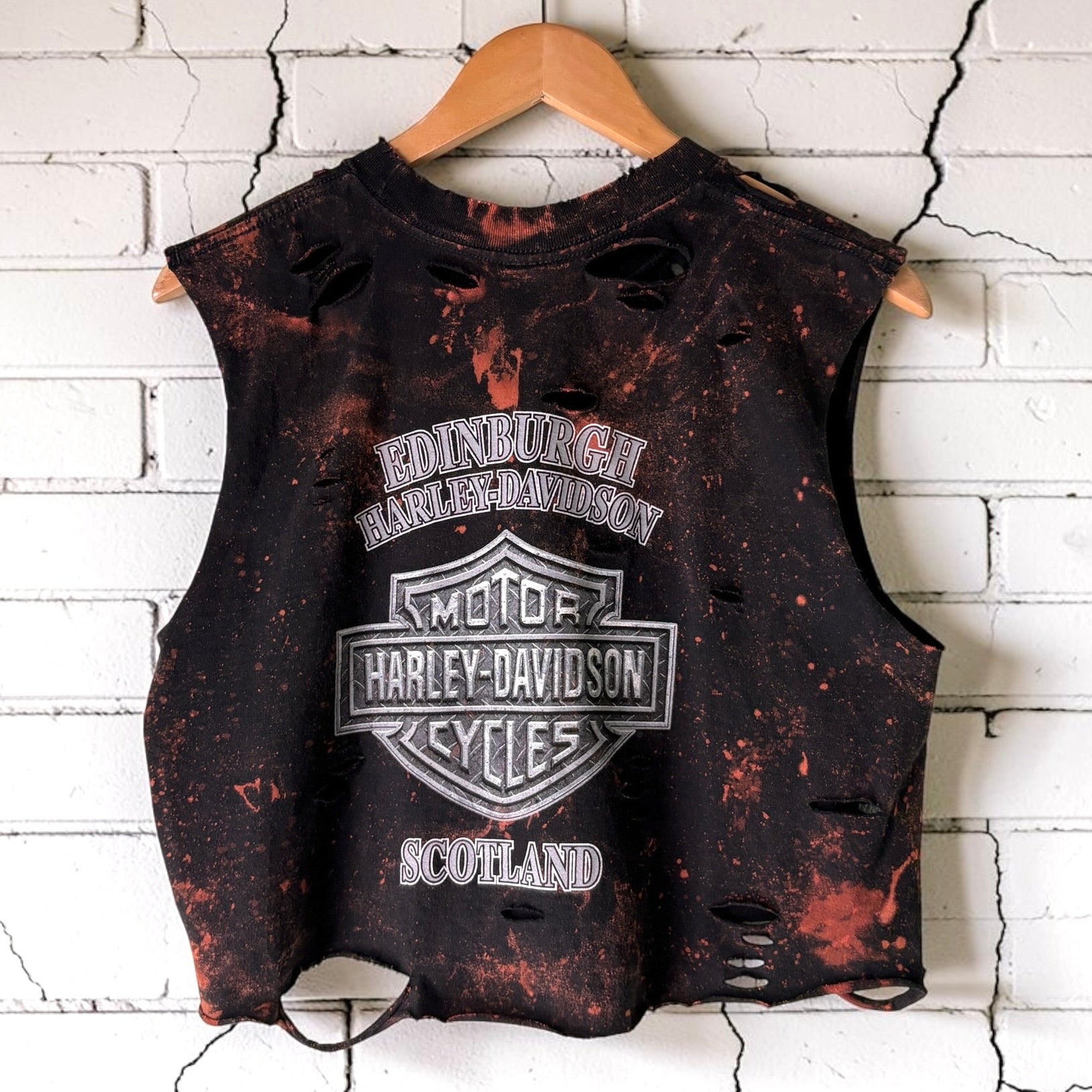Harley Davidson Edinburgh Bleached Distressed Cropped T-shirt