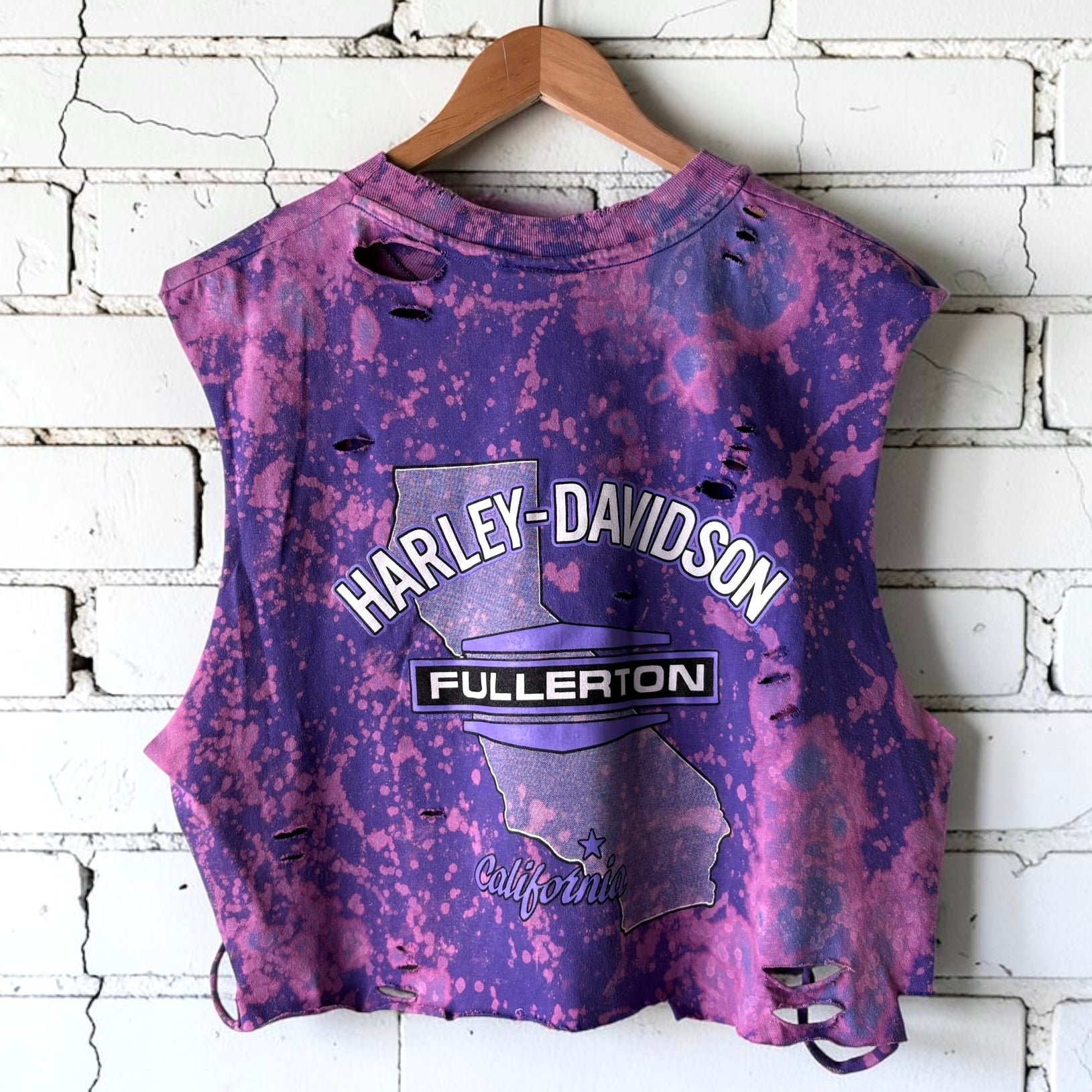 Harley Davidson Fullerton Bleached Distressed Vintage Tee