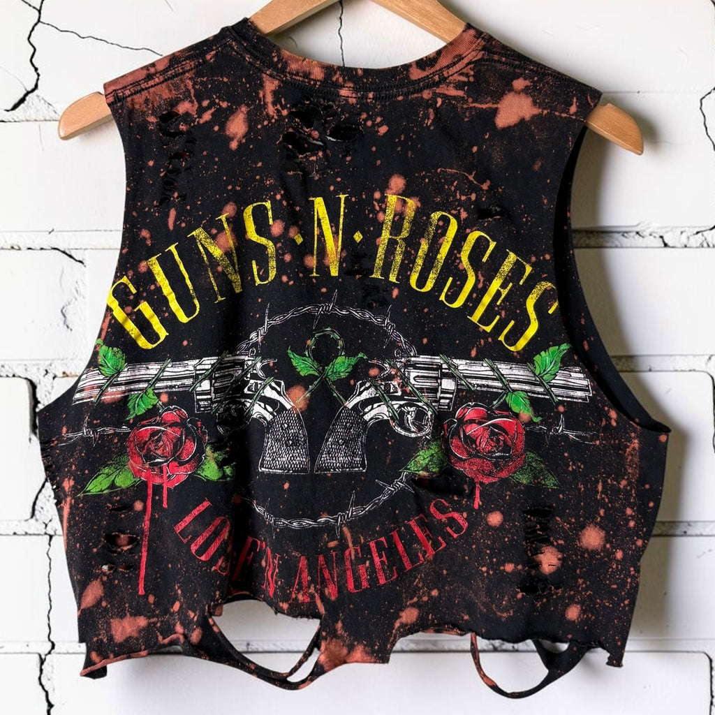 Guns n roses cropped bleached shredded tee