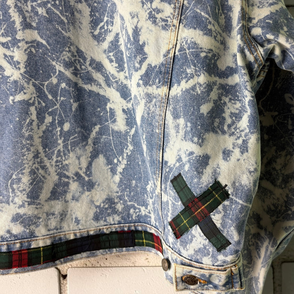 198X - Custom Patchwork Bleached Denim Jacket Punk Rock Jacket Alternative Tumblr Grunge
