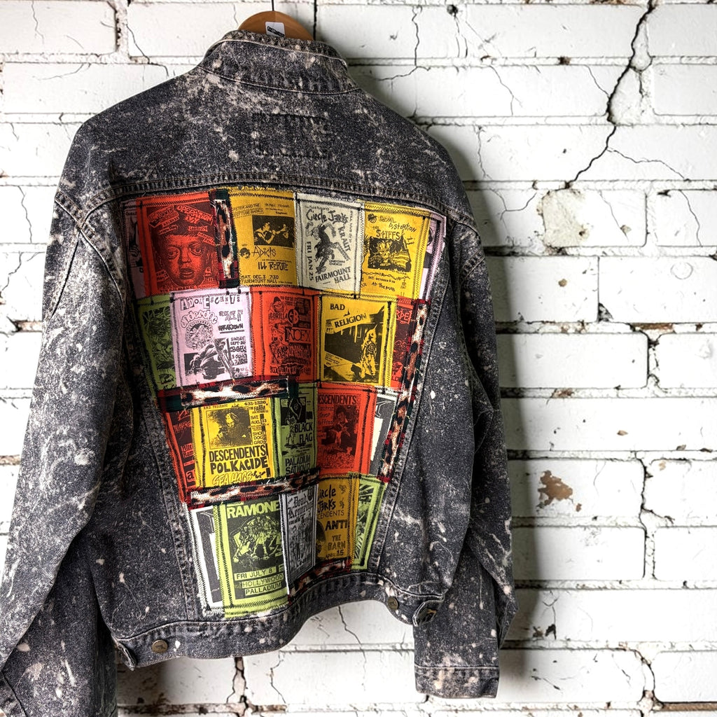 THREAD KENNEDYS - Custom Punk Rock Patch Denim Jacket - Acid Wash Jean Jacket