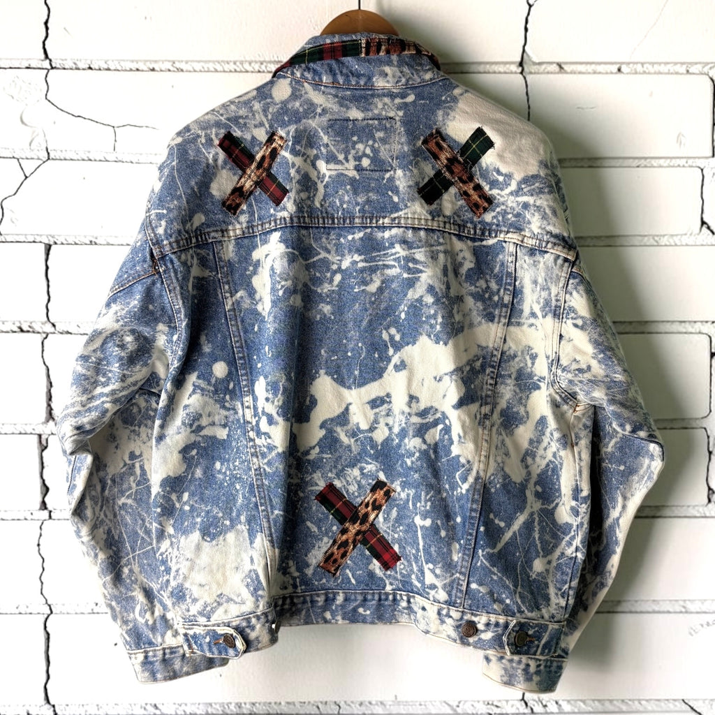 SHOCK TREATMENT - Custom Patchwork Bleached Denim Jacket Punk Rock Jacket Alternative Tumblr Grunge