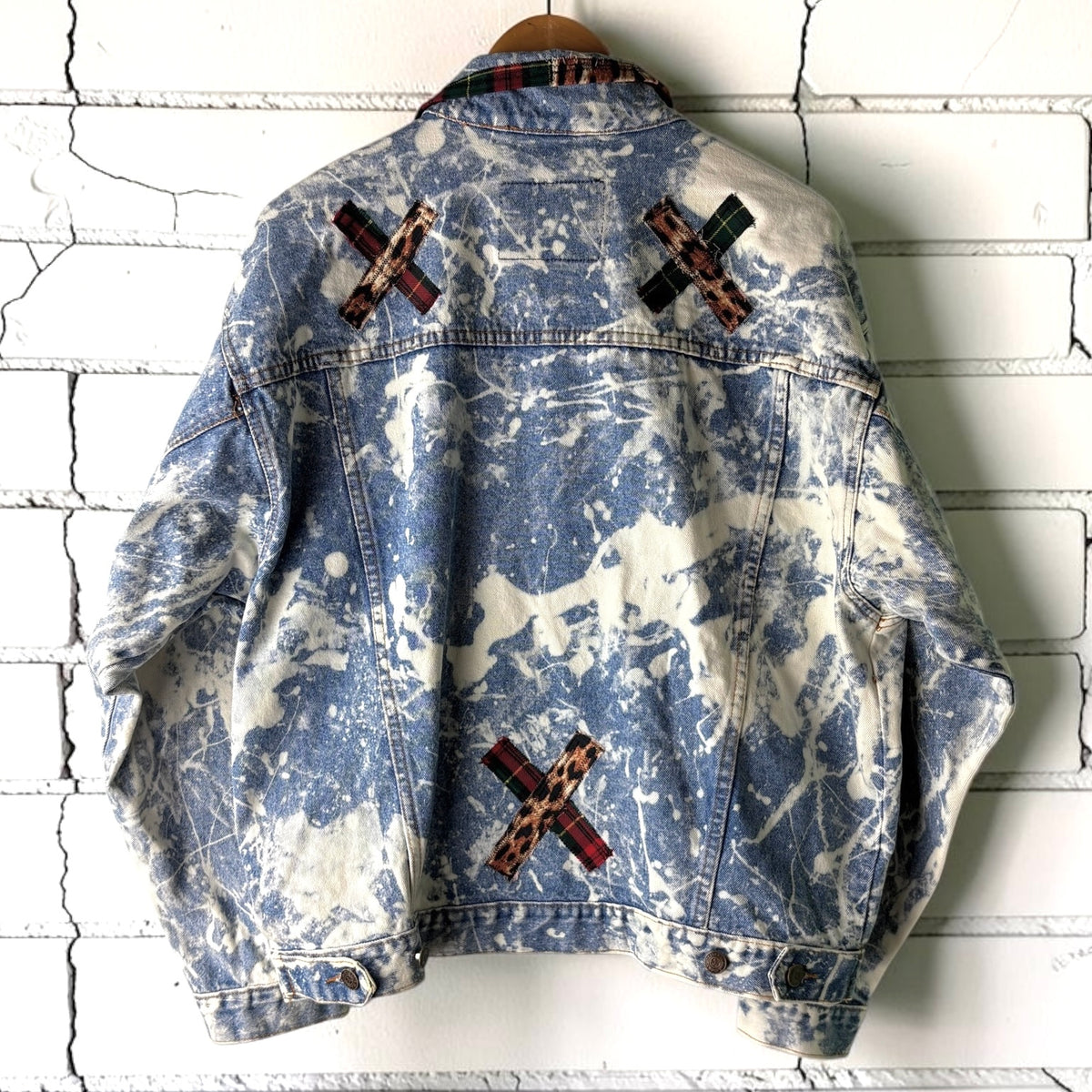 SHOCK TREATMENT - Custom Patchwork Bleached Denim Jacket Punk Rock Jacket Alternative Tumblr Grunge