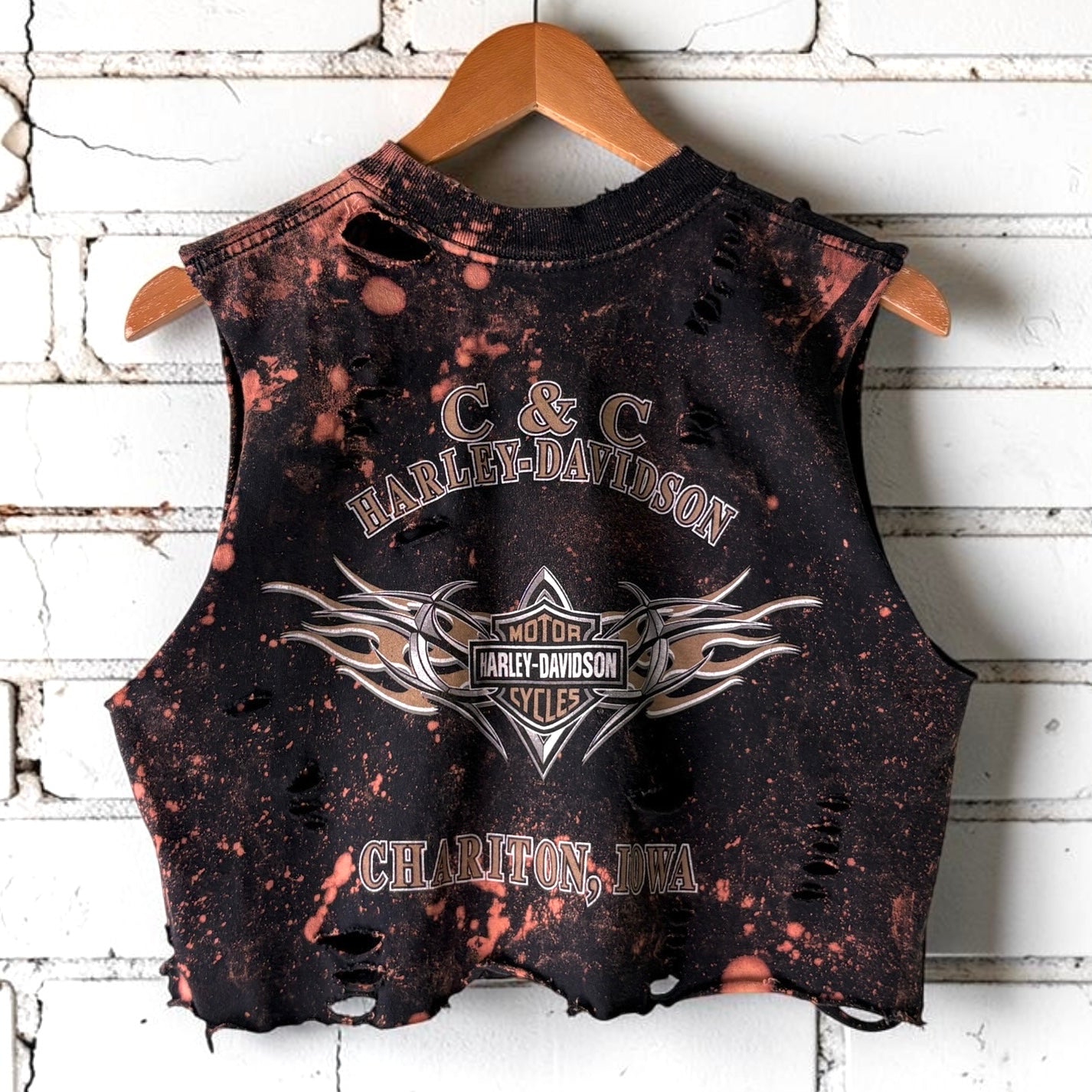 Harley Davidson Iowa Bleached Classic Logo Cropped Tee