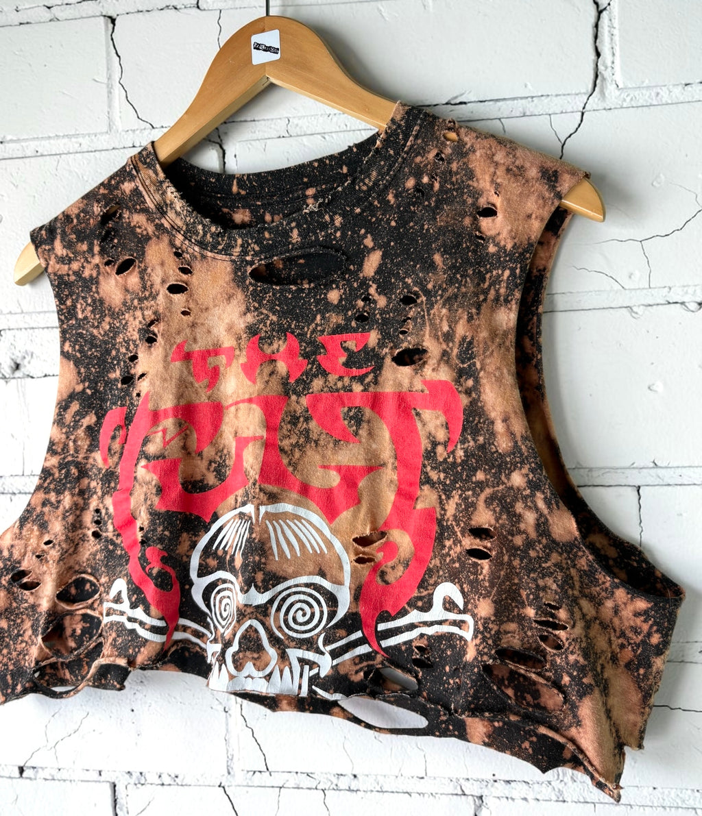 The Cult Bleached Distressed Cropped T-shirt