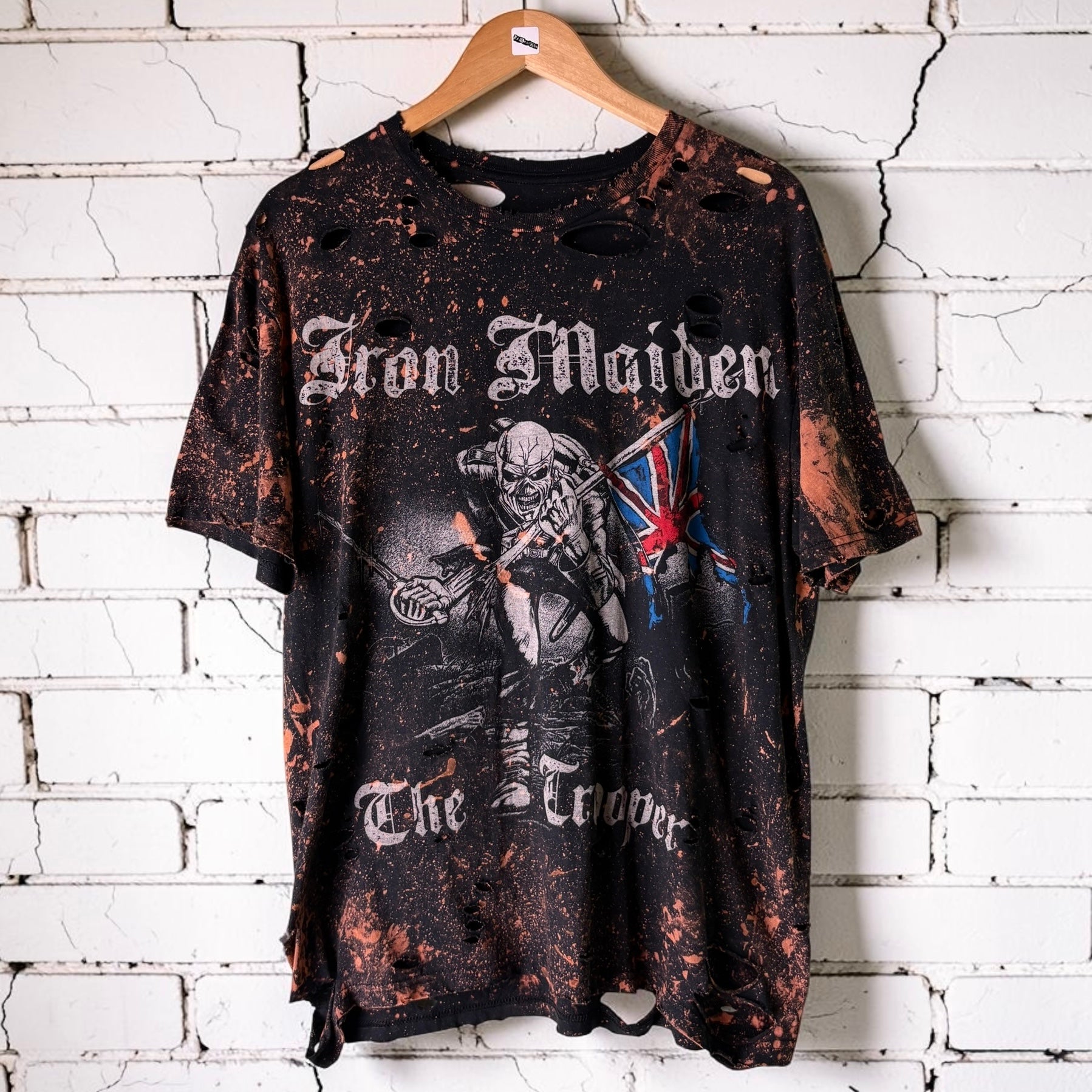 Iron Maiden The Trooper Bleached Distressed Tee