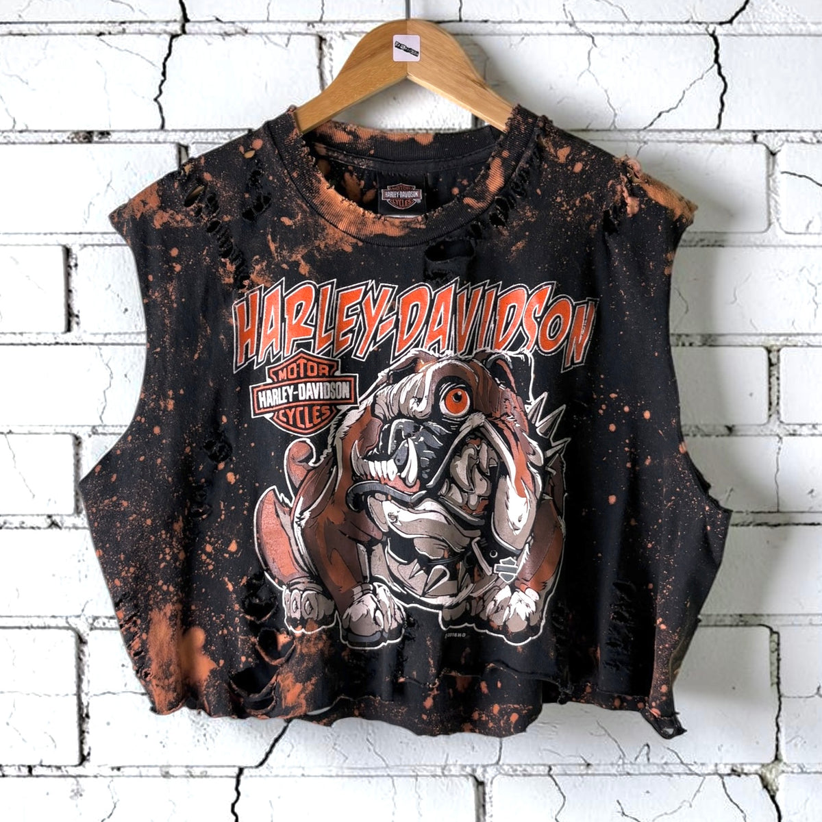 Harley Davidson Ohio Bleached Distressed Cropped Tee