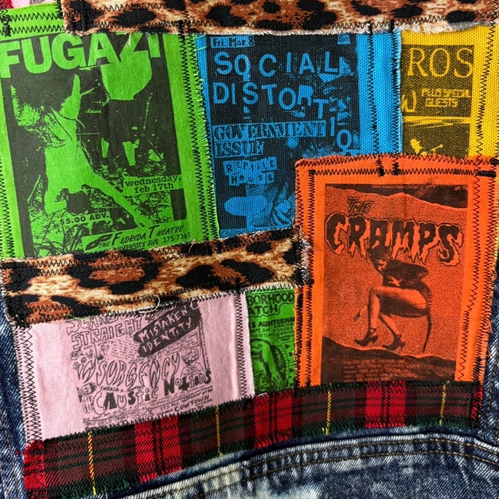 SEDATED - Custom Punk Rock Patch Denim Jacket - Acid Wash Jean Jacket