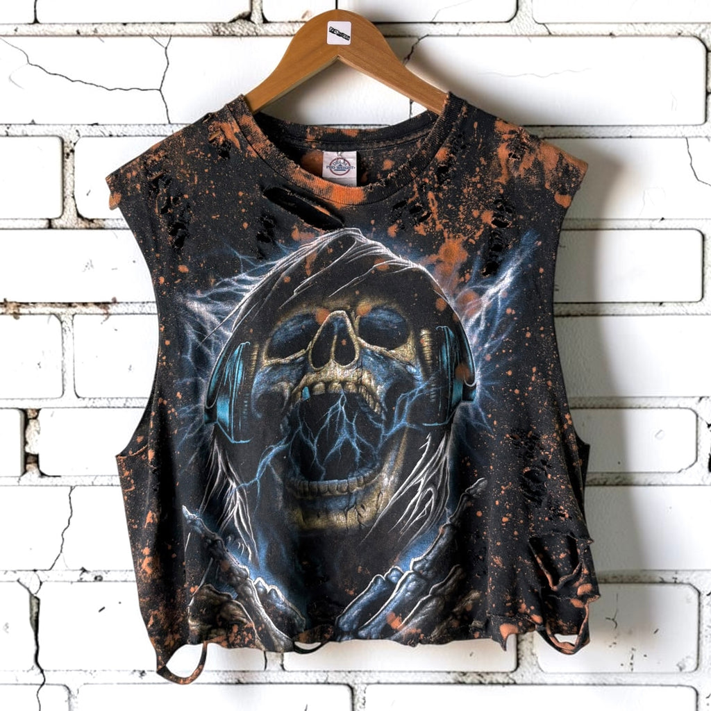 Skull Thrashed Bleached Graphic Tee