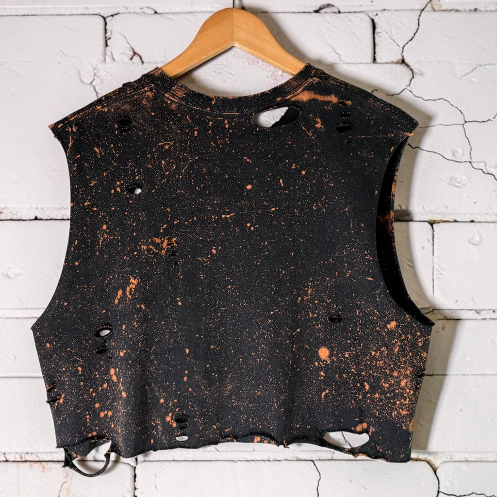 Deftones - Around The Fur Bleached Distressed cropped sleeveless Band Tee