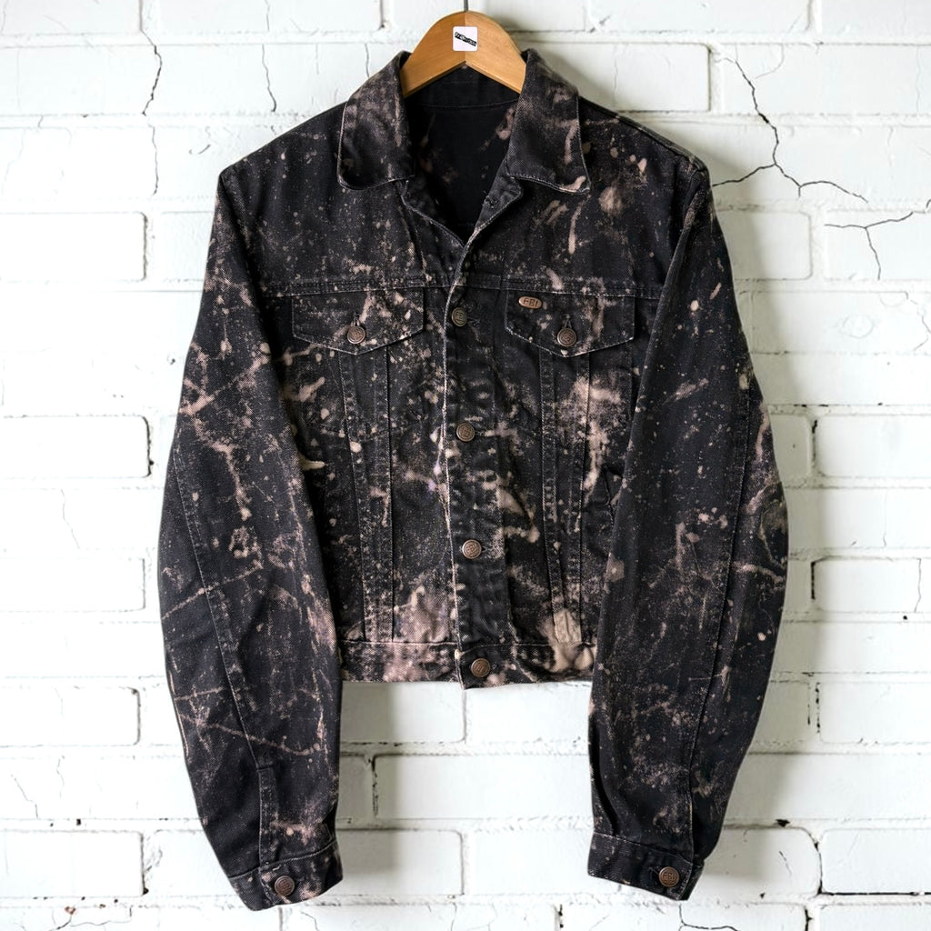 SOAKED IN BLEACH - Custom Bleached Denim Jacket Size Small