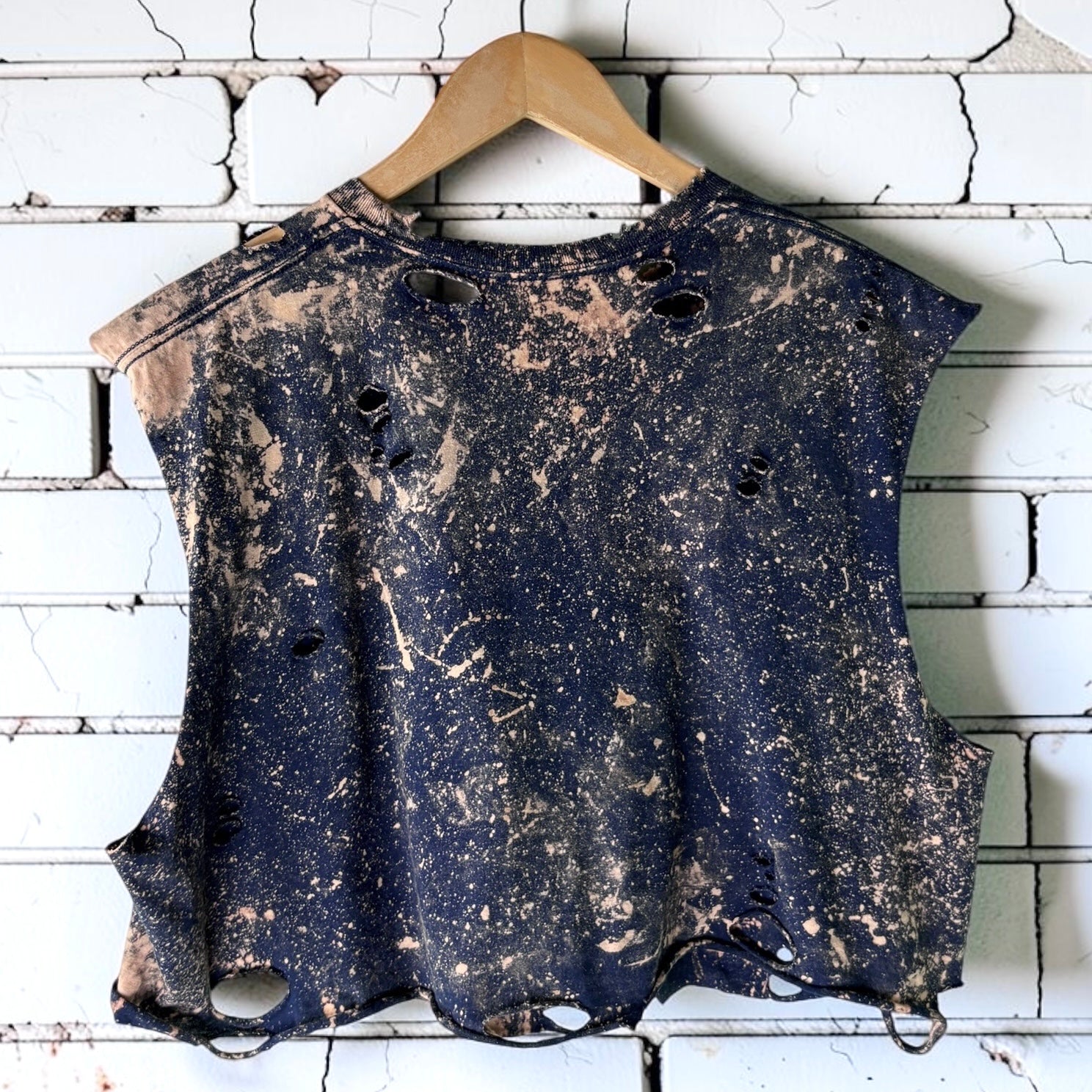 Custom Iron Maiden Cropped Band Tee | Hand Bleached Distressed T-shirt