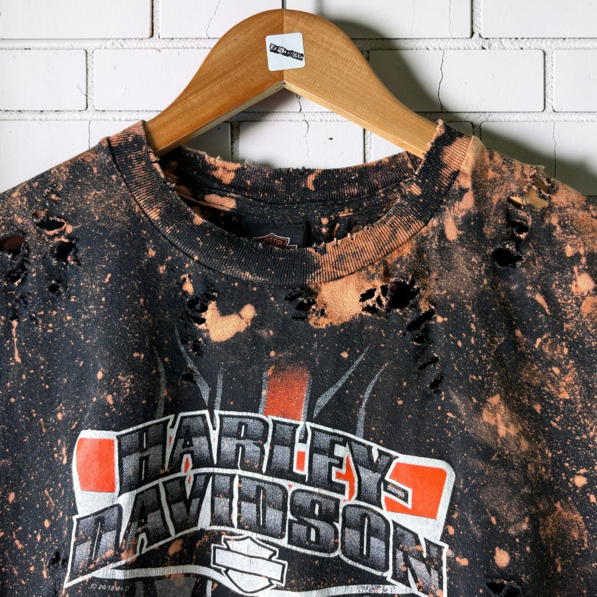 Harley Davidson Virginia Beach Bleached Distressed Cropped Tee