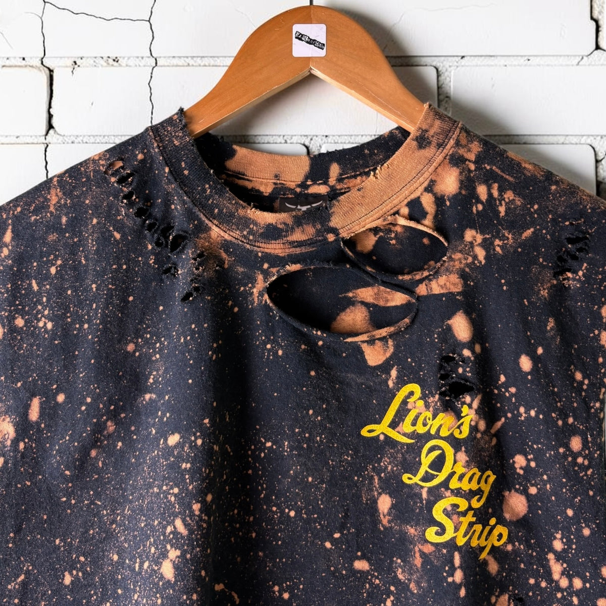 Lions Drag Strip cut off Bleached Distressed Graphic T-shirt