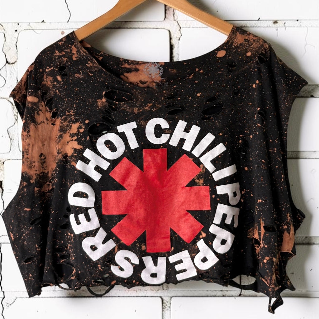 Red Hot Chili Peppers - Classic Logo Bleached Distressed Band Tee