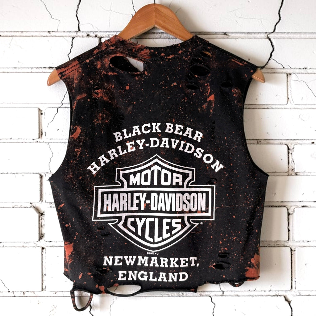 Harley Davidson Newmarket Bleached Distressed Cropped Tee