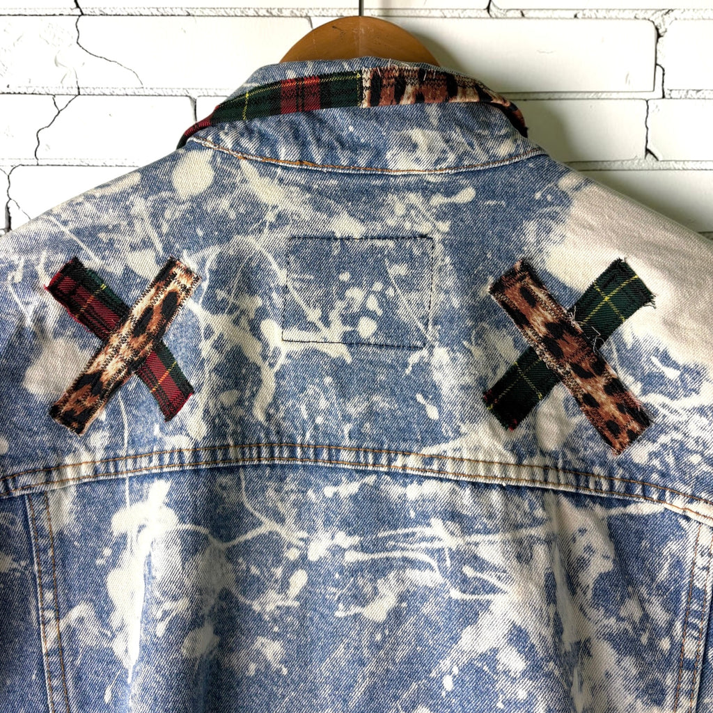 SHOCK TREATMENT - Custom Patchwork Bleached Denim Jacket Punk Rock Jacket Alternative Tumblr Grunge