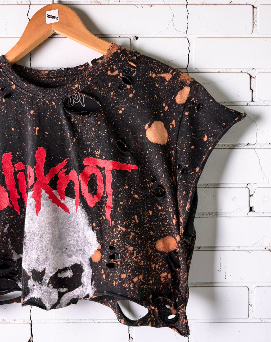 Slipknot - The Gray Chapter Bleached Distressed cropped Band Tee