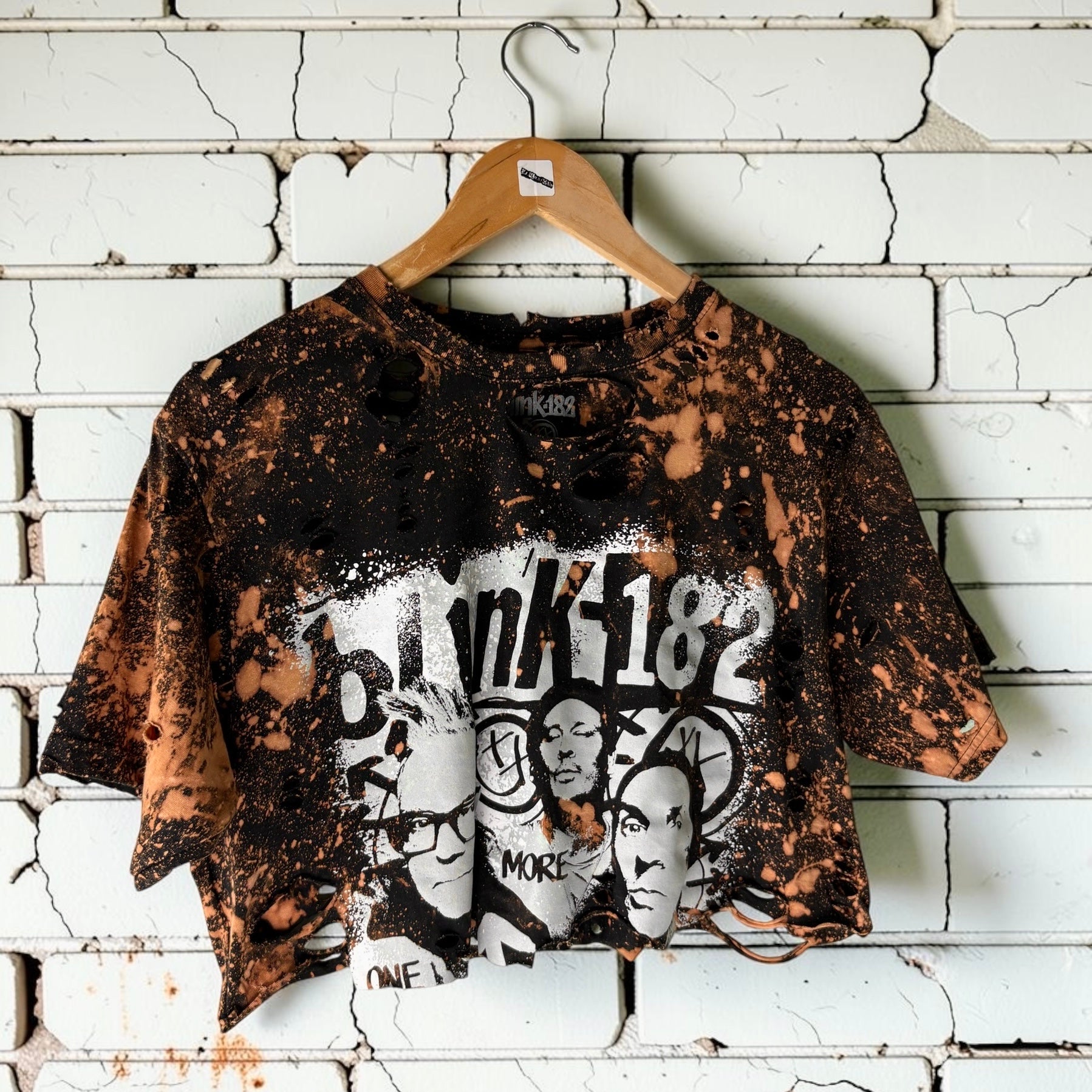 Blink 182 Bleached Shirt Distressed Cropped Punk Band Tee