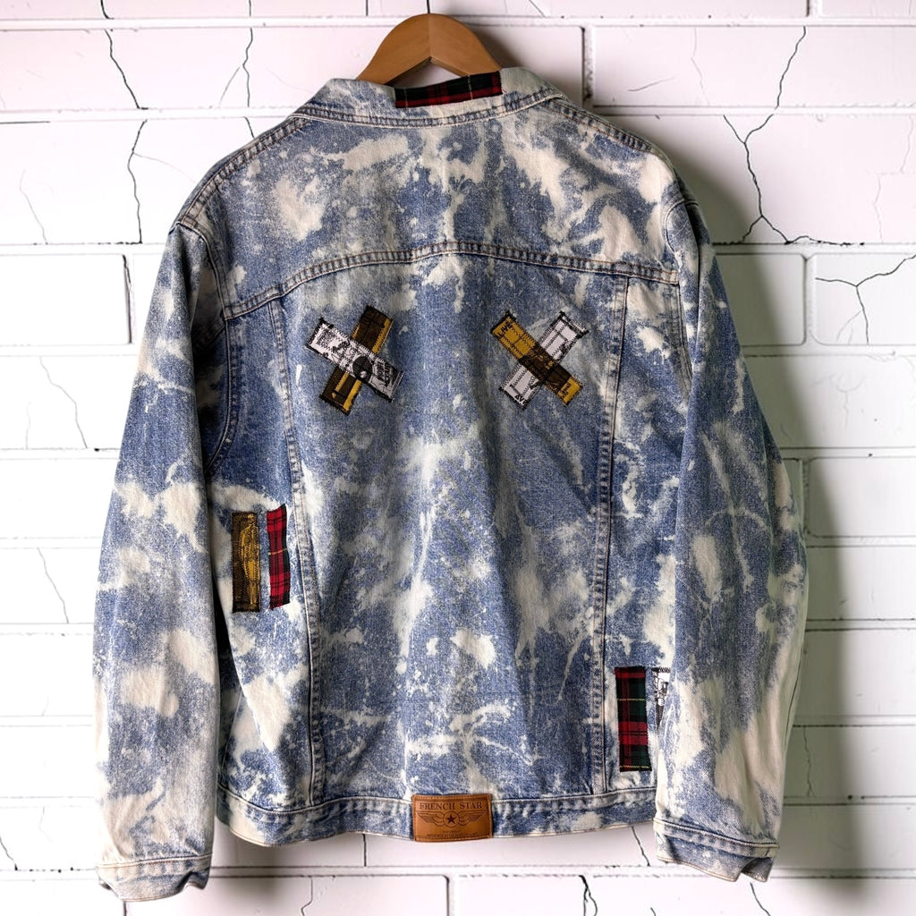 KISS ME DEADLY - Custom Patchwork Bleached Denim Jacket