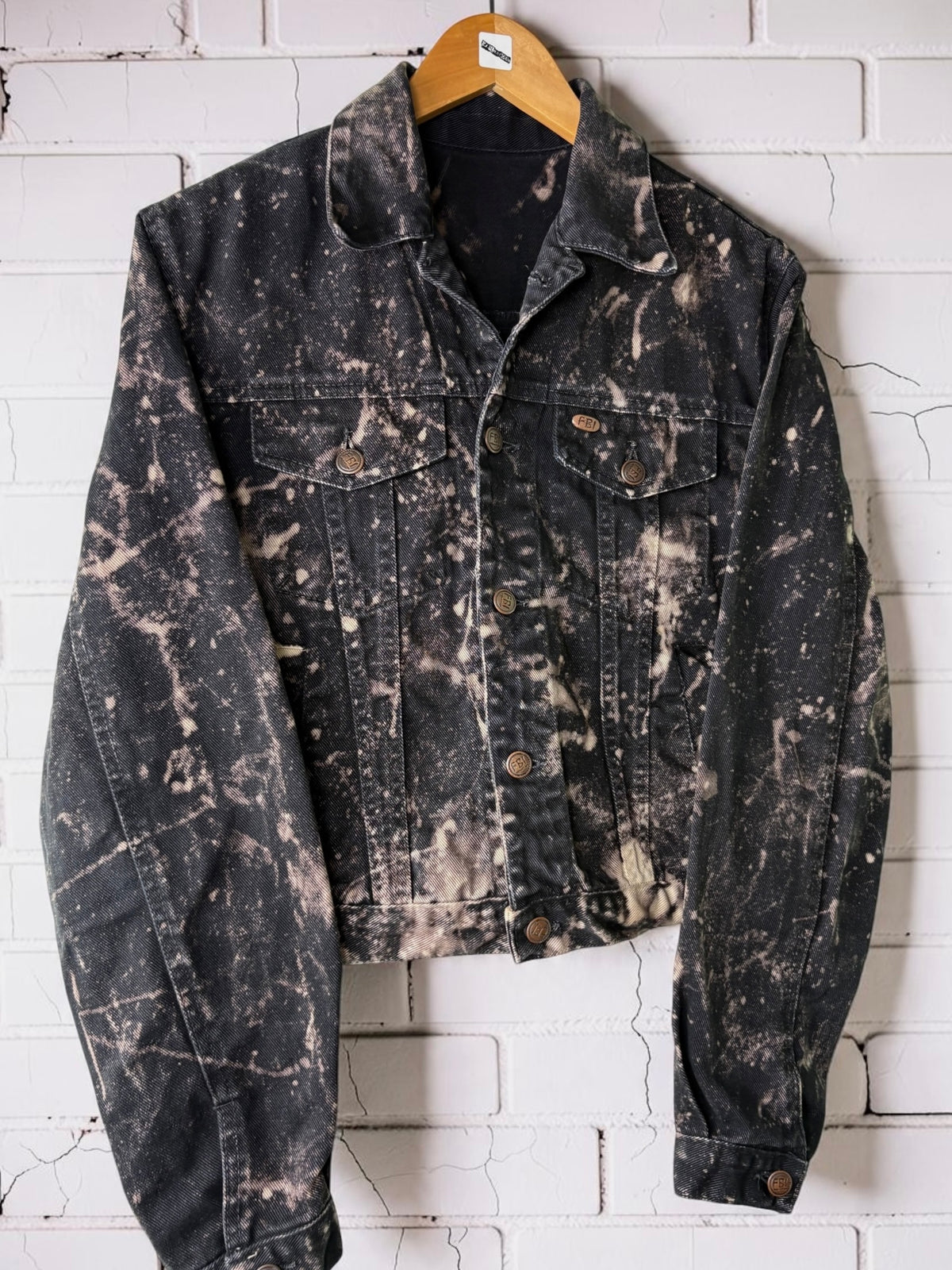 SOAKED IN BLEACH - Custom Bleached Denim Jacket Size Small