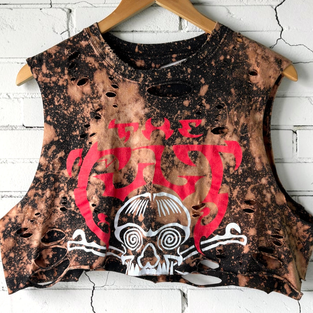 The Cult Bleached Distressed Cropped T-shirt