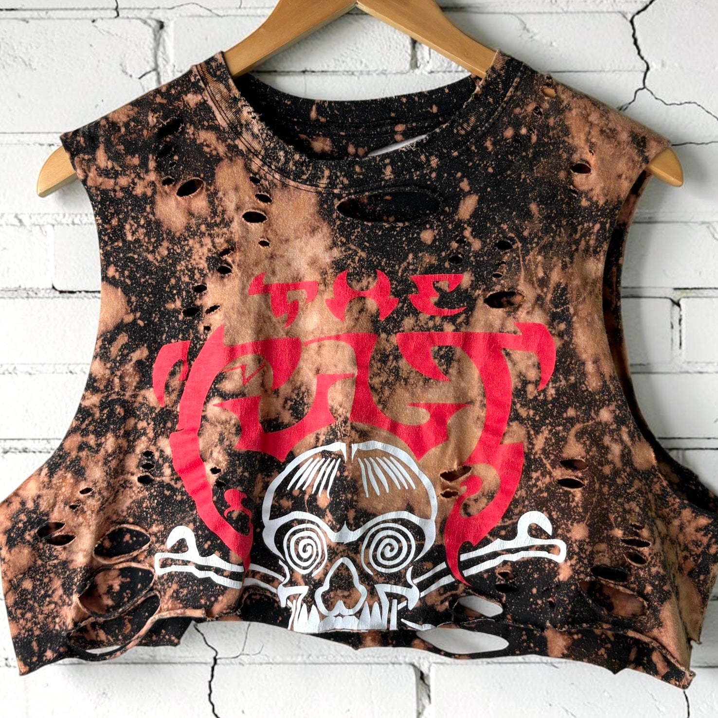 The Cult Bleached Distressed Cropped T-shirt
