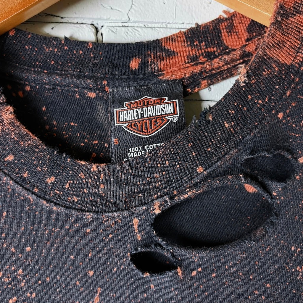 Harley Davidson Newmarket Bleached Distressed Cropped Tee
