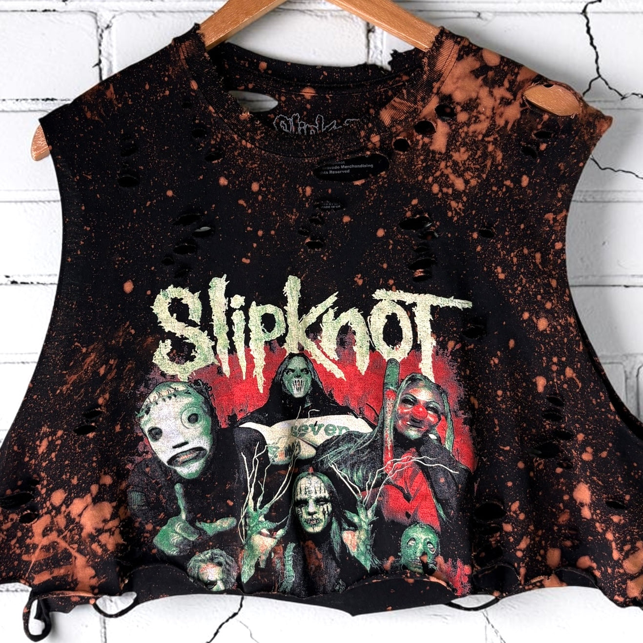 Slipknot Bleached Distressed cropped sleeveless Band Tee