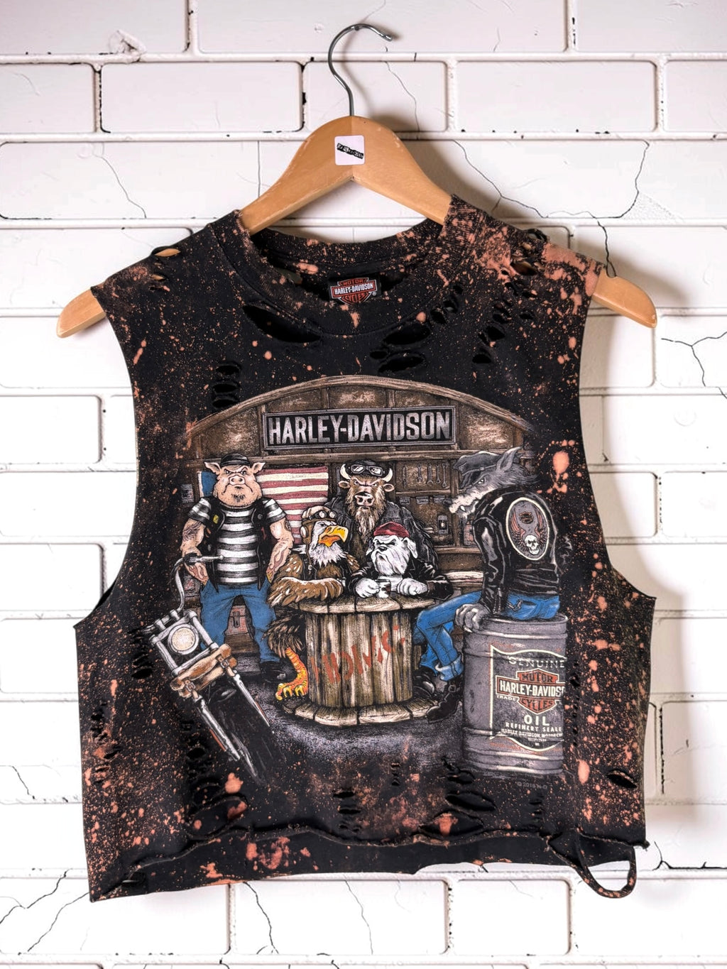 Harley Davidson Southampton Bleached Distressed Cut Off Tee
