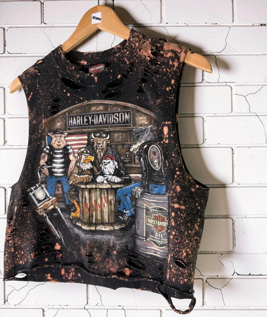 Harley Davidson Southampton Bleached Distressed Cut Off Tee