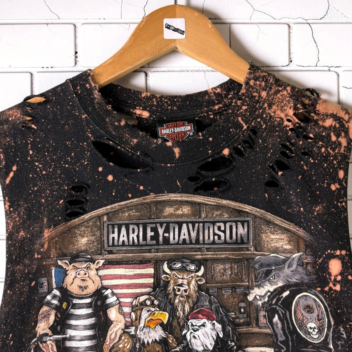 Harley Davidson Southampton Bleached Distressed Cut Off Tee