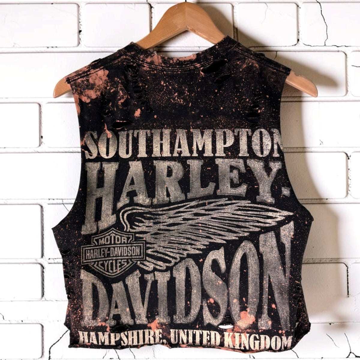 Harley Davidson Southampton Bleached Distressed Cut Off Tee