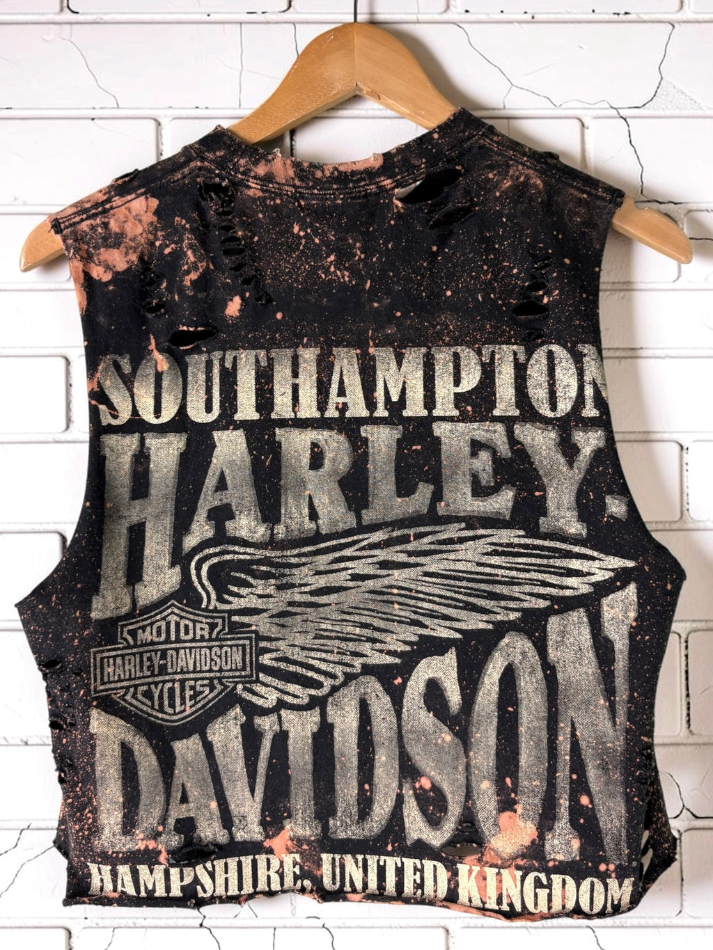 Harley Davidson Southampton Bleached Distressed Cut Off Tee