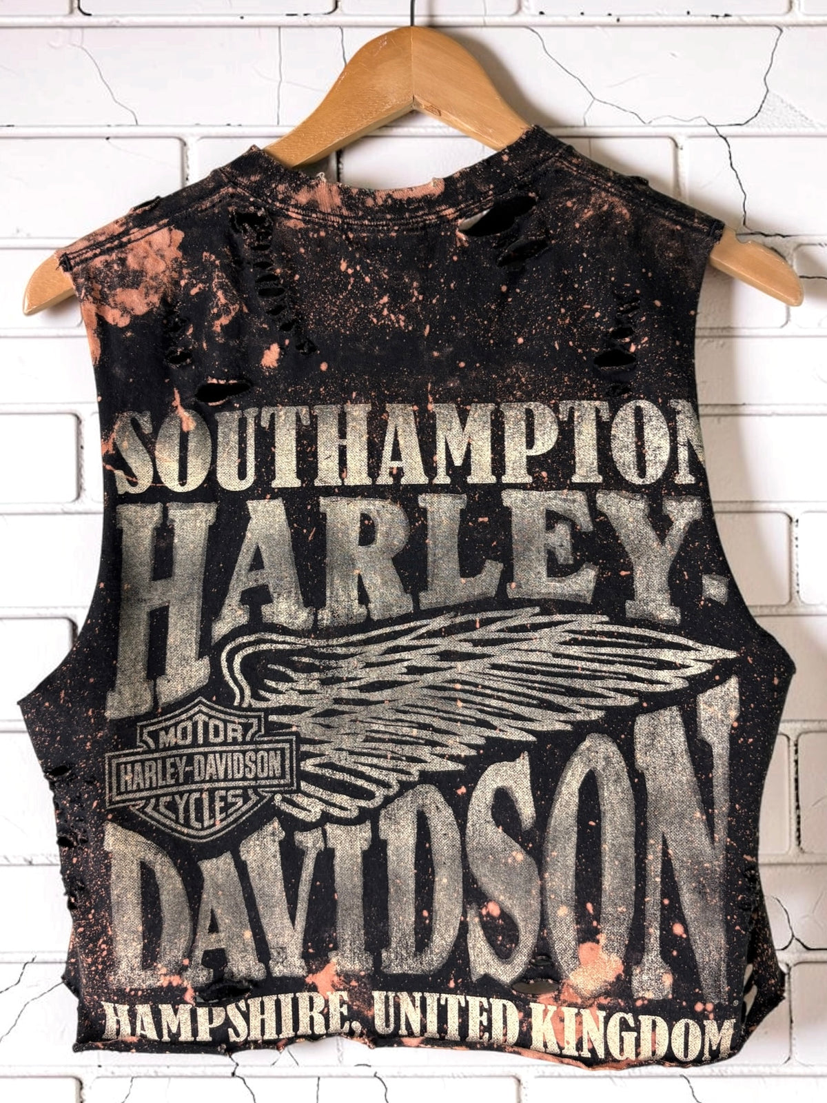Harley Davidson Southampton Bleached Distressed Cut Off Tee