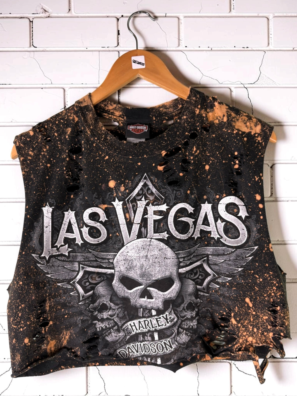 Harley Davidson Las Vegas Bleached Cut Off Tee Size Medium