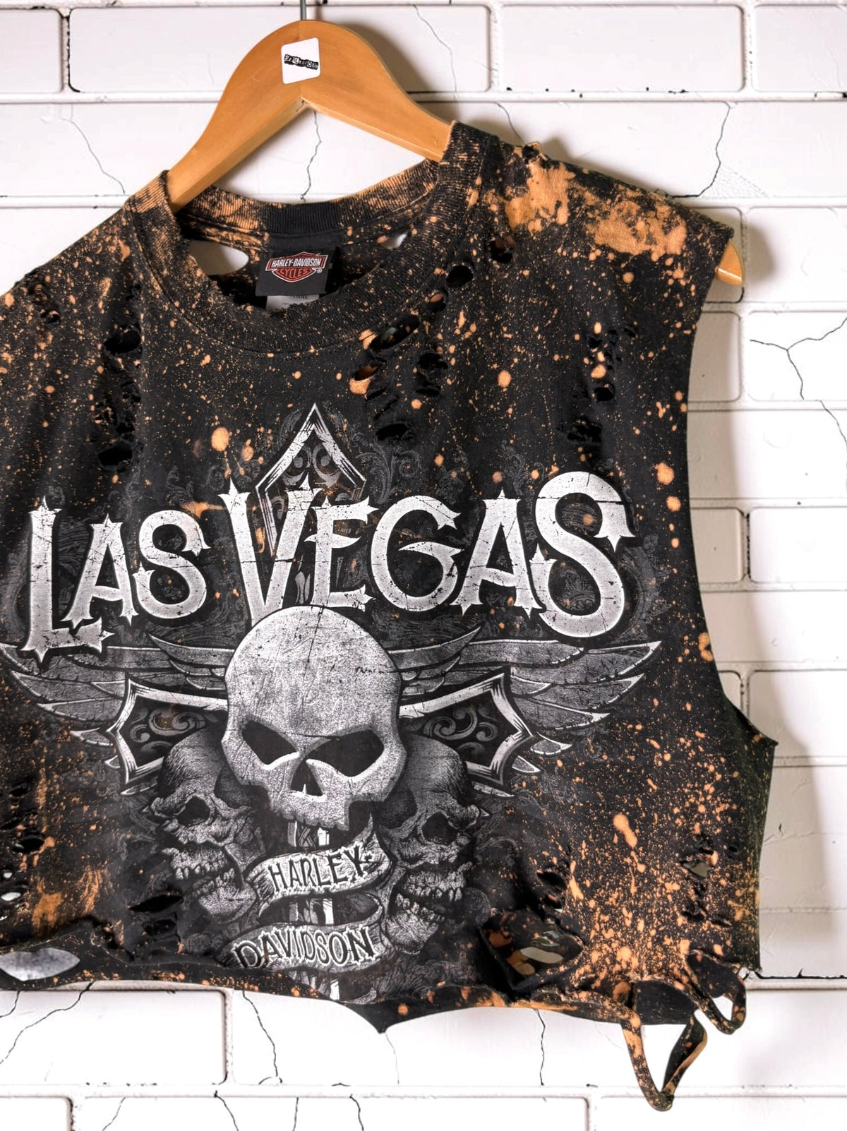Harley Davidson Las Vegas Bleached Cut Off Tee Size Medium