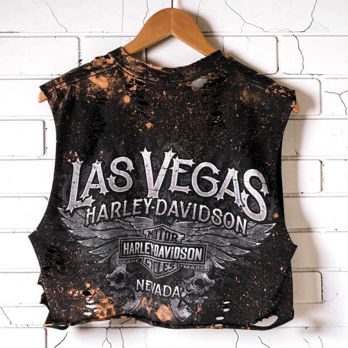 Harley Davidson Las Vegas Bleached Cut Off Tee Size Medium