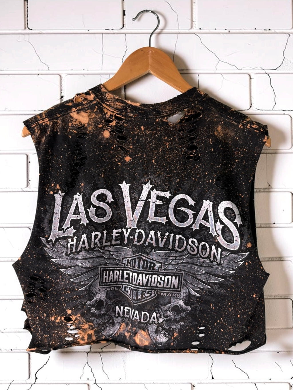 Harley Davidson Las Vegas Bleached Cut Off Tee Size Medium